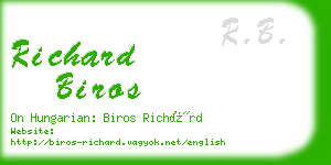 richard biros business card